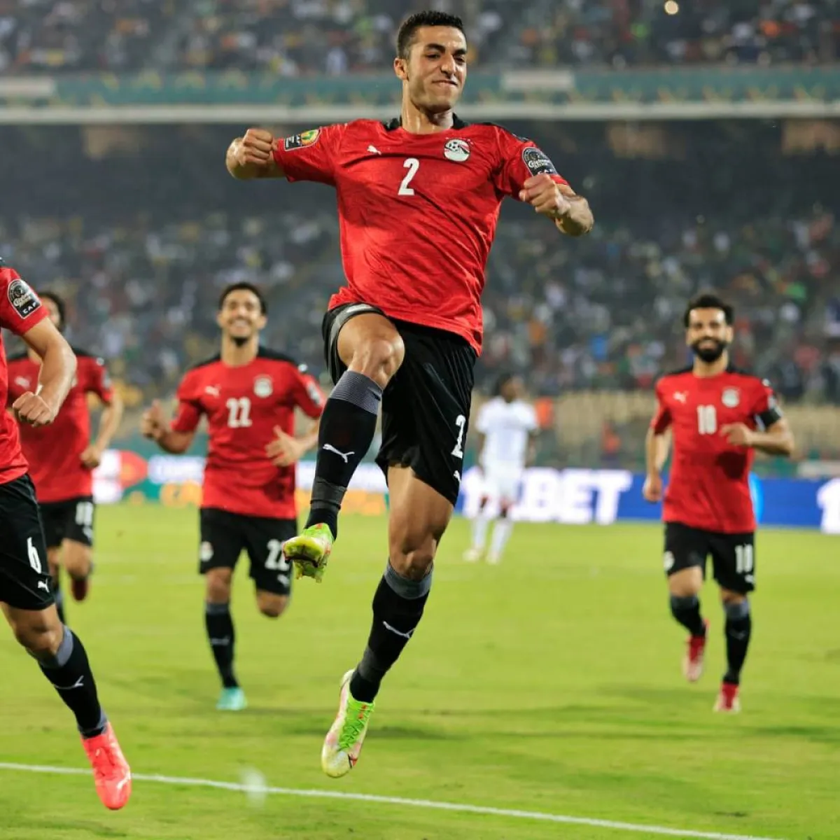 صورة احتفال لاعبي منتخب مصر