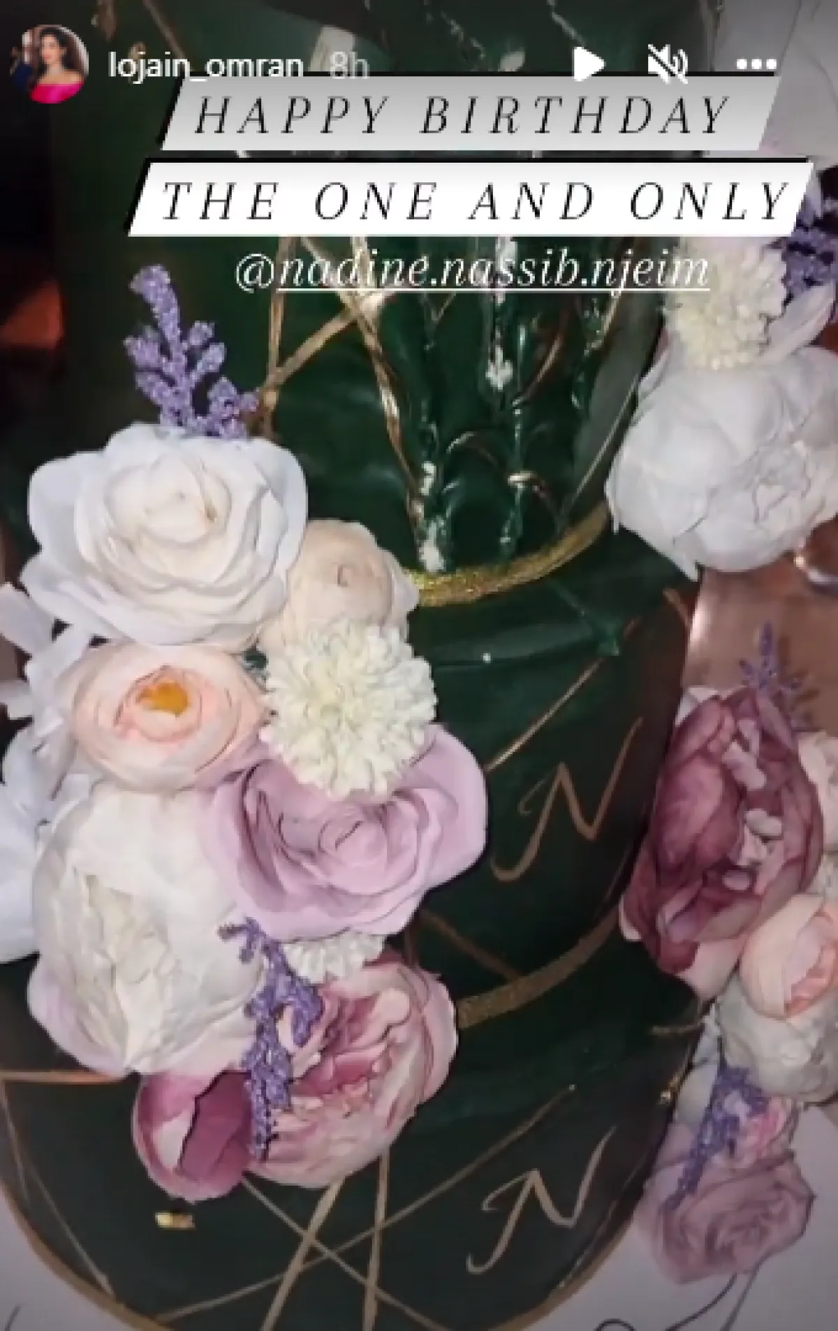 قالب الكيك بيوم ميلاد نادين - الصورة من ستوري حساب لجين عمران على انستغرام