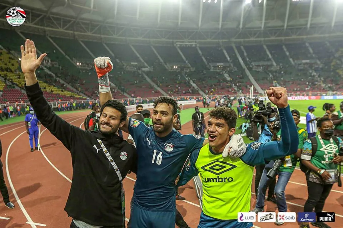 احتفالات المنتخب المصري بصعوده أمم أفريقيا للمرة الثامنة في تاريخه - الصورة من حساب الاتحاد المصري لكرة القدم على فيسبوك