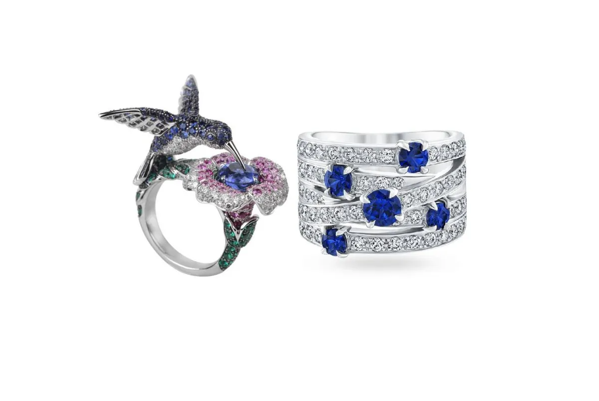 خواتم مرصعة بالألماس والياقوت لإطلالة راقية للعروس