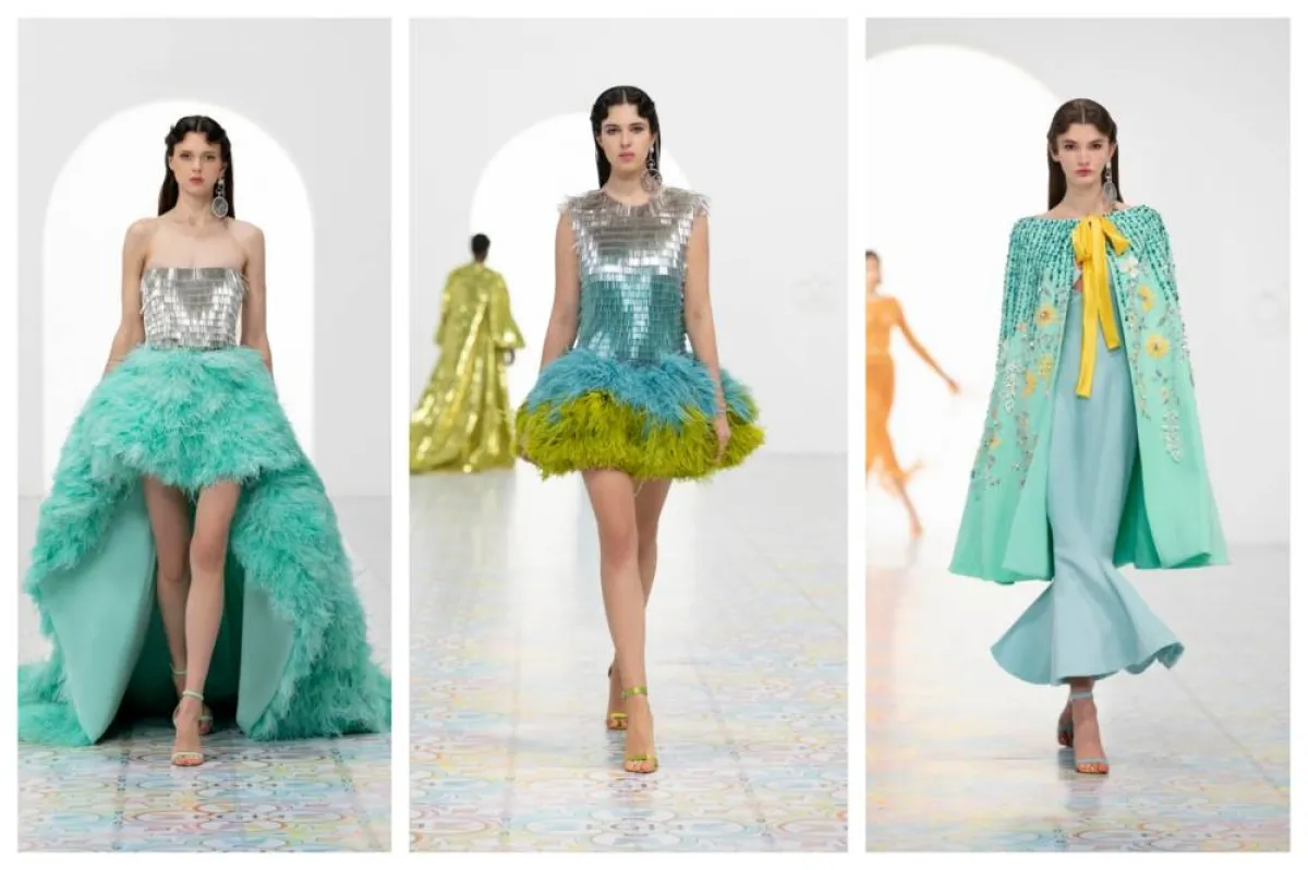 اتجاه الأخضر المائي في عروض الموضة الراقية لصيف 2022