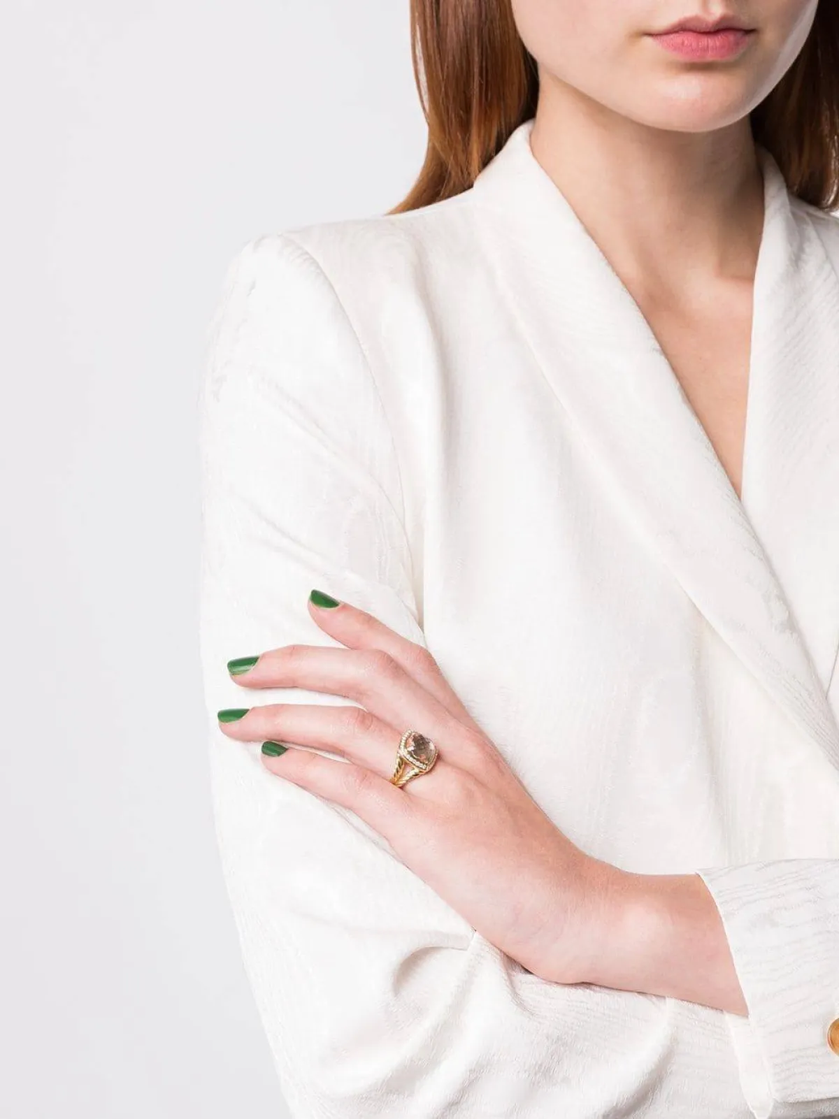 خاتم مرصع بحجر المورجانيت من ديفيد يورمان David Yurman