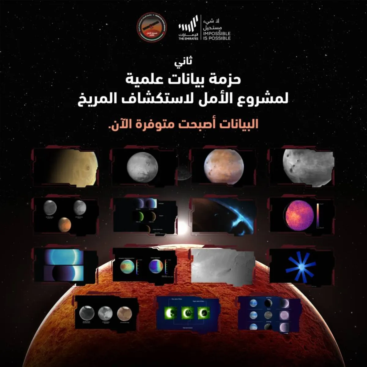 مسبار الأمل ينشر الدفعة الثانية من البيانات العلمية حول كوكب المريخ. الصورة من "وام"