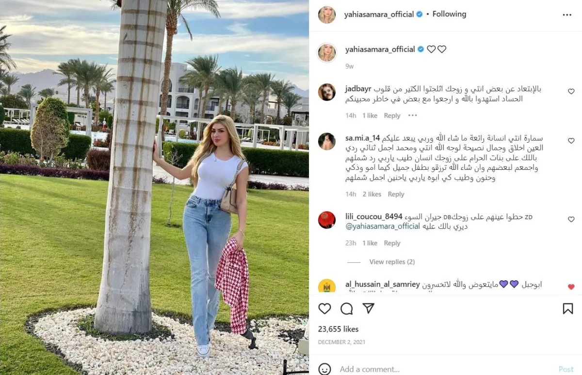 الصورة التي نشرتها سمارة وتعليقات المتابعين - الصورة من حسابها على انستغرام