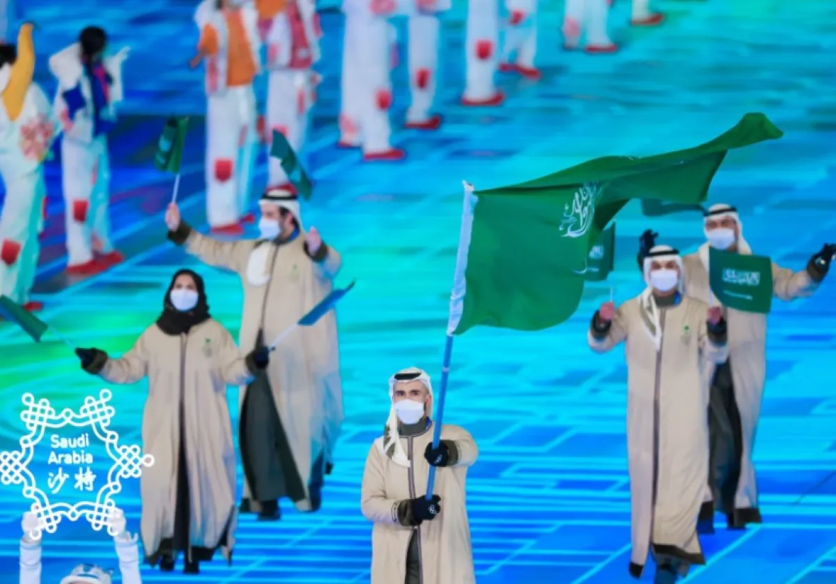 علم السعودية يزين حفل افتتاح دورة الألعاب الأولمبية الشتوية- الصورة من حساب وزير الرياضة السعودي على تويتر
