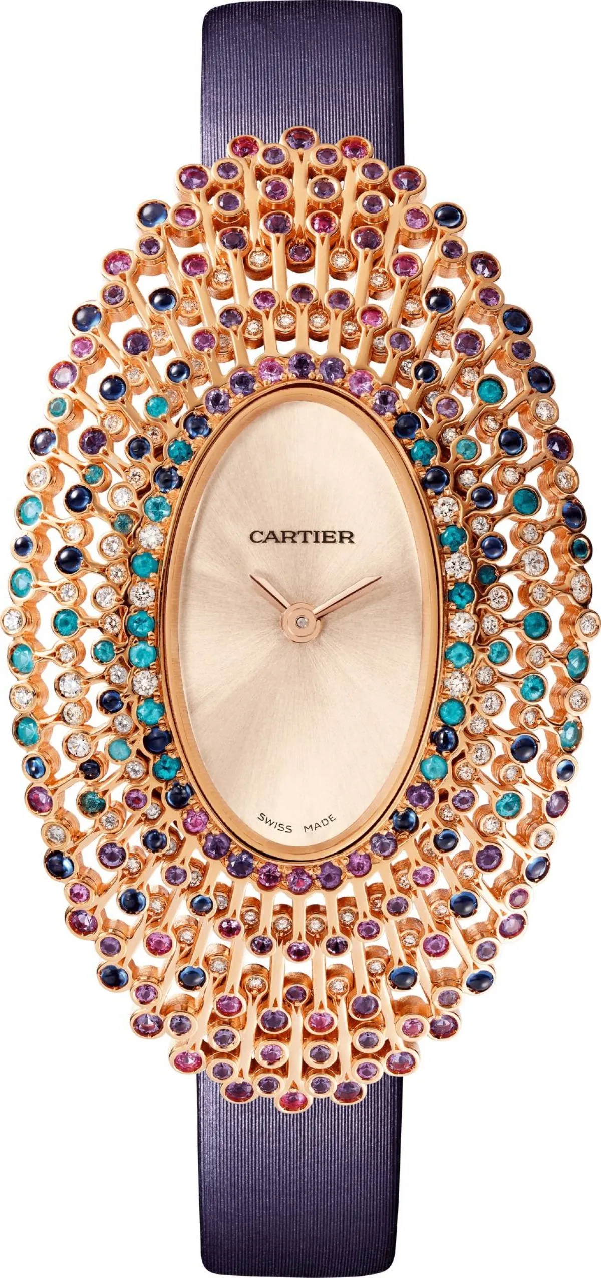 ساعة مرصعة بفصوص ملونة من كارتييه Cartier