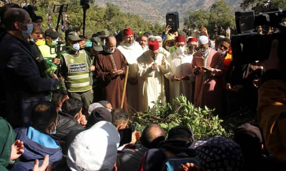 صورة من مراسم دفن الطفل المغربي ريان