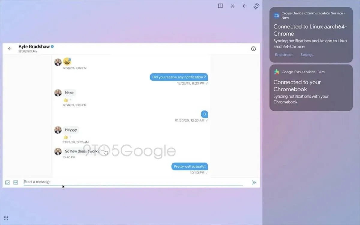 صورة من محادثة واتساب من الهاتف إلى اللاب توب