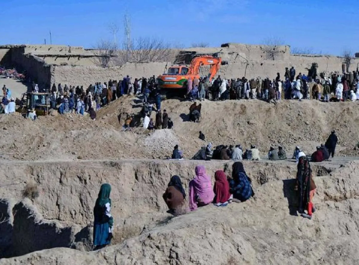 صورة من البئر التي سقط فيها طفل أفغاني