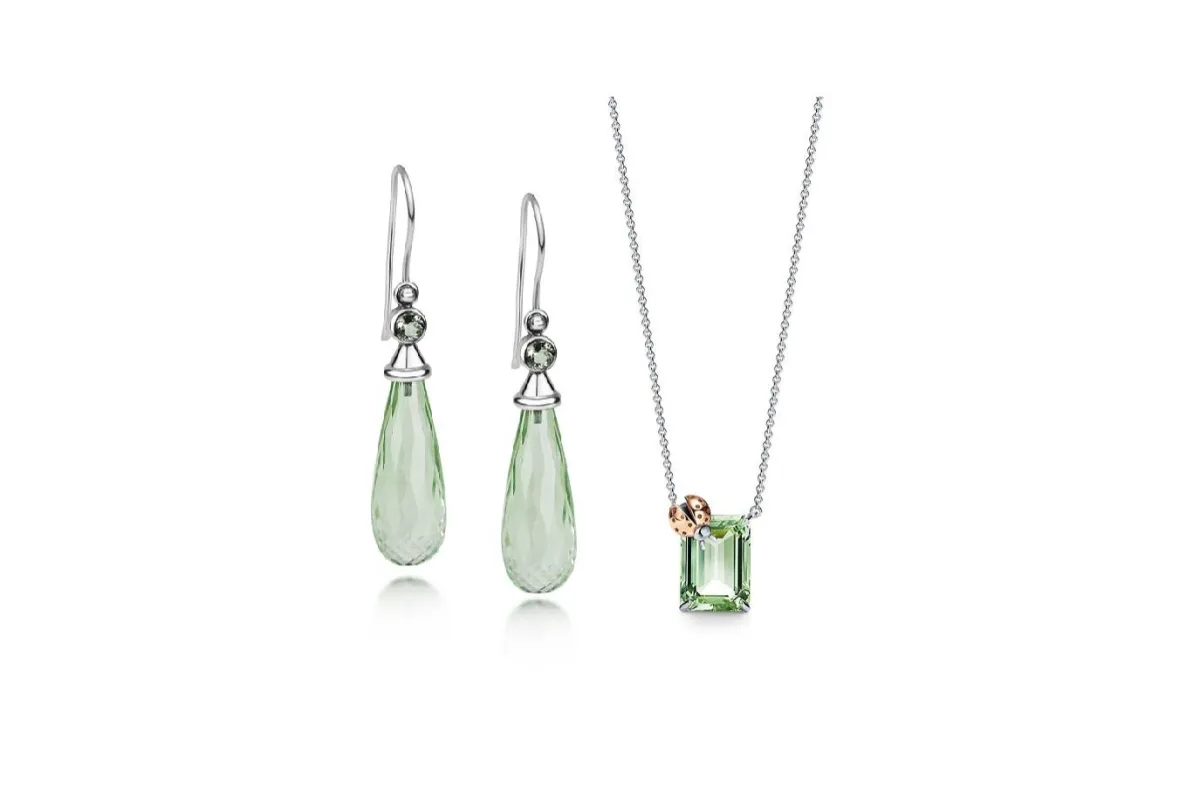 موديلات مجوهرات مرصعة بالكوارتز الأخضر