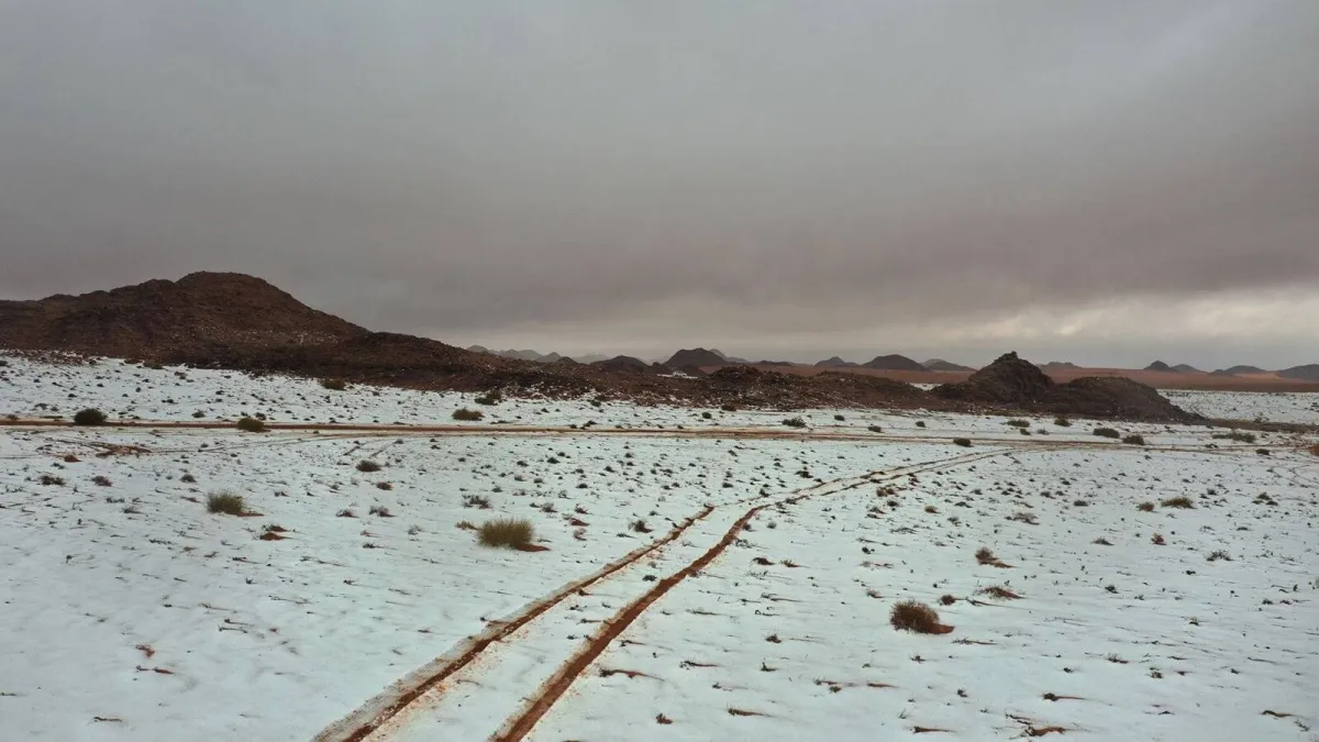 تساقط الثلوج السبت على مرتفعات منطقة تبوك