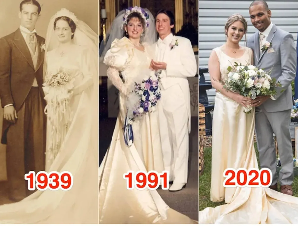 تتوارثة الأجيال أمريكية ترتدى فستان زفاف جدتها لأمها عمره 83 عامًا