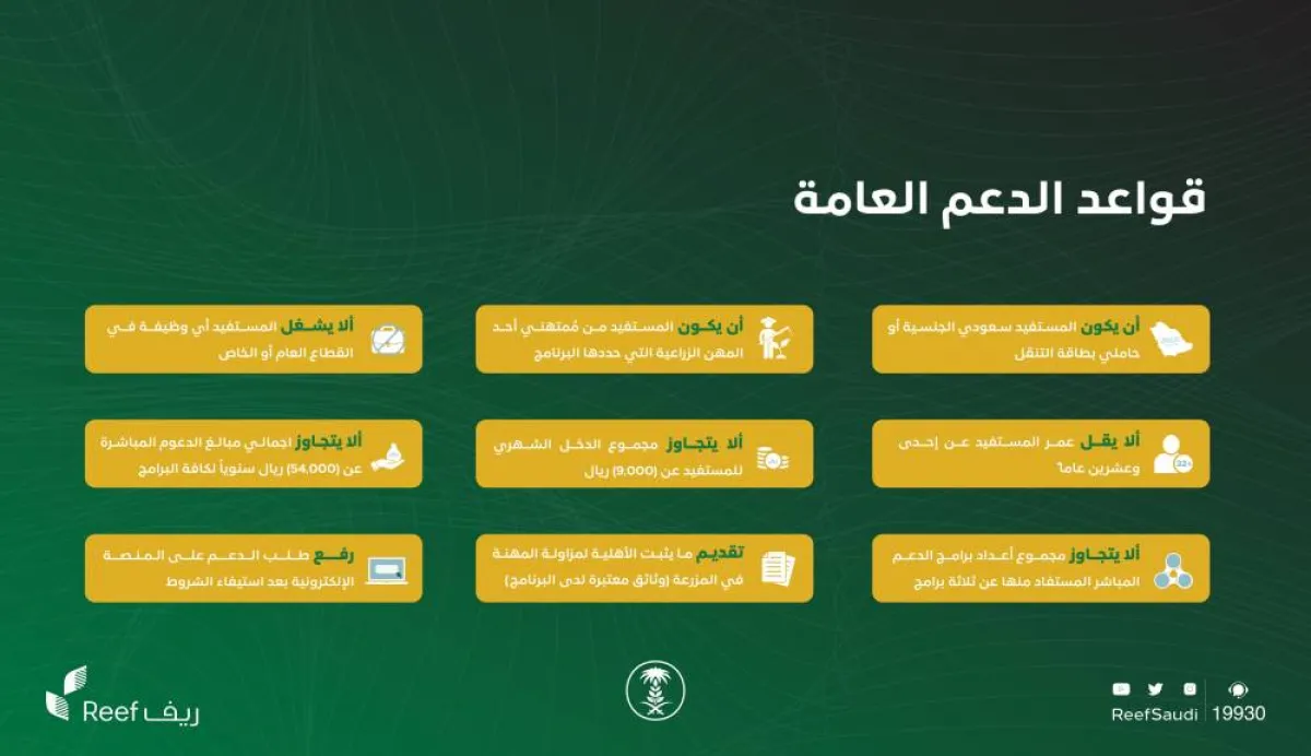 شروط التقديم في الدعم - الصورة من حساب برنامج ريف على تويتر