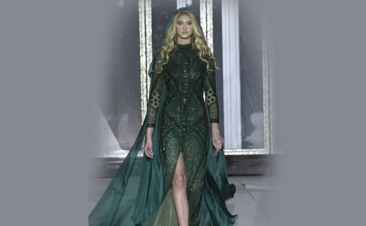 فستان هوت كوتور من التول المُطرز من هاني البحيري Hany El Behairy