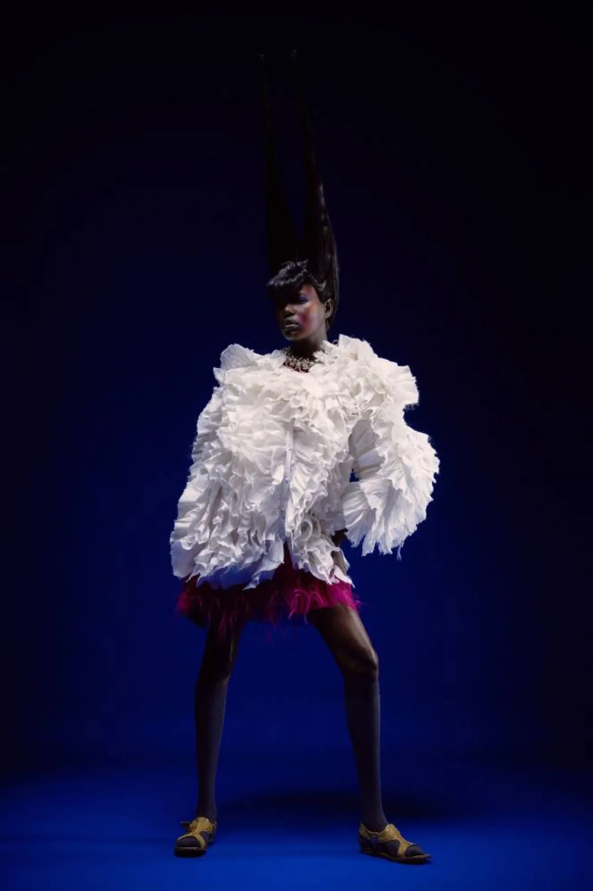 معطف من الريش البيض لدى عثمان يوسف زاده