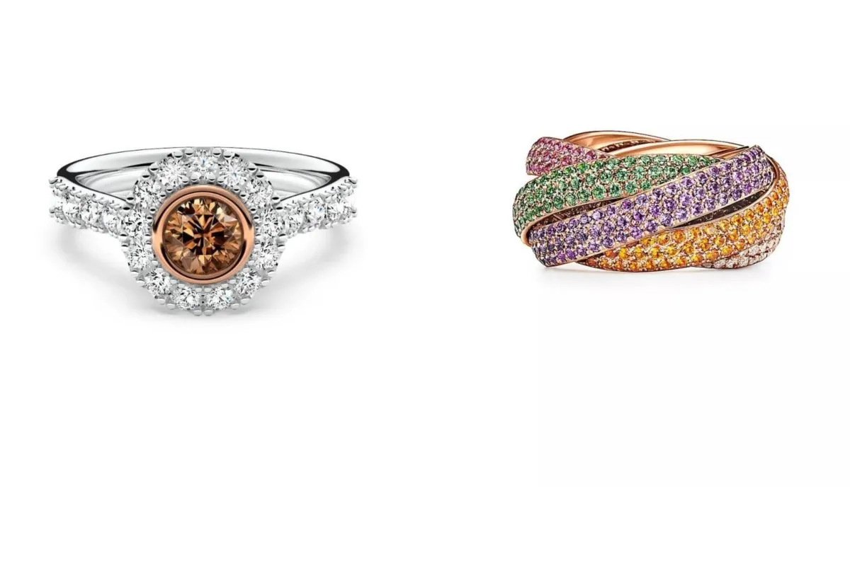 خواتم فاخرة مرصعة بالألماس البُني