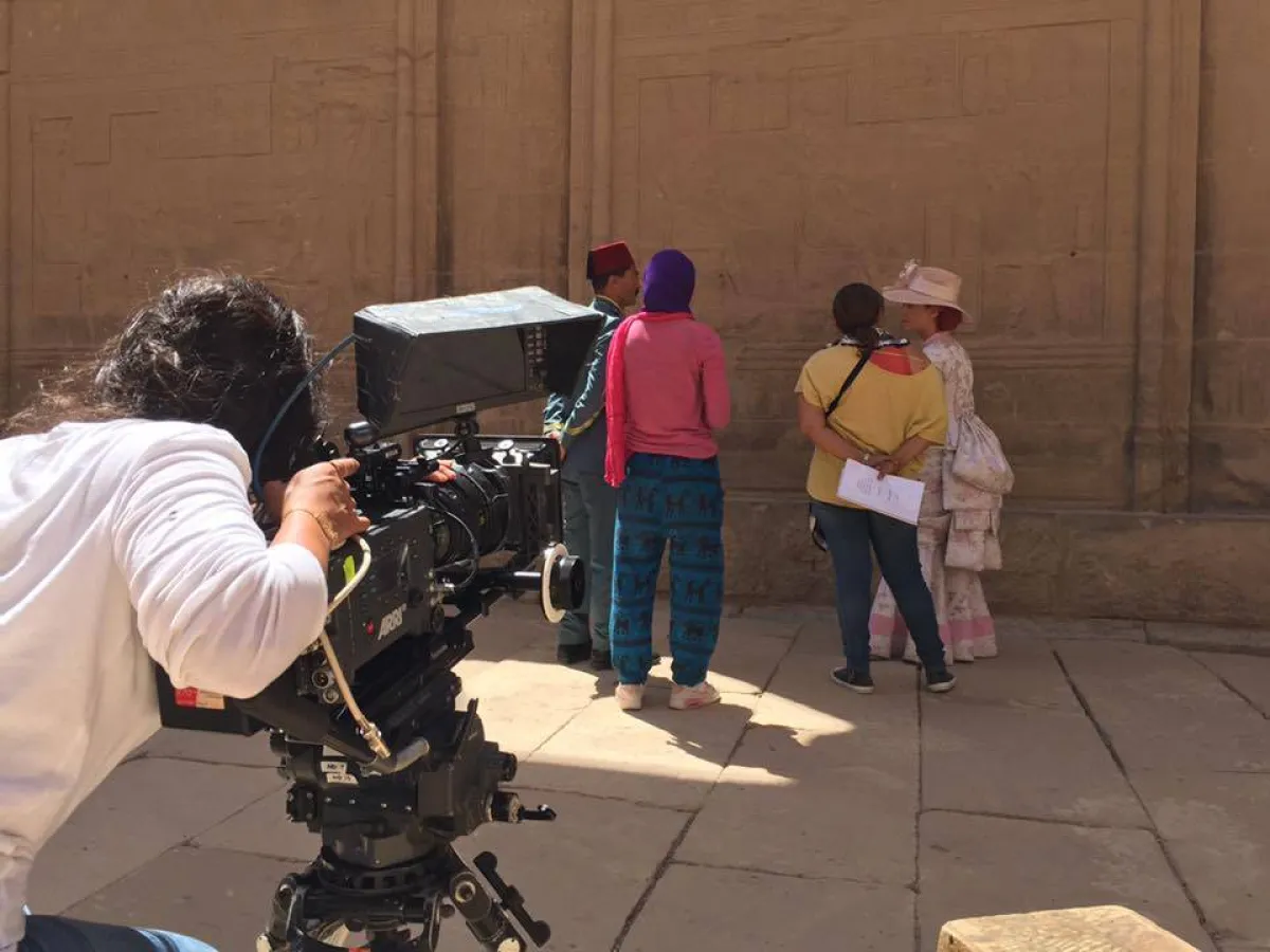 كواليس مسلسل واحة الغروب - الصورة من صفحة المخرجة كاملة أبو زكري على فيسبوك 