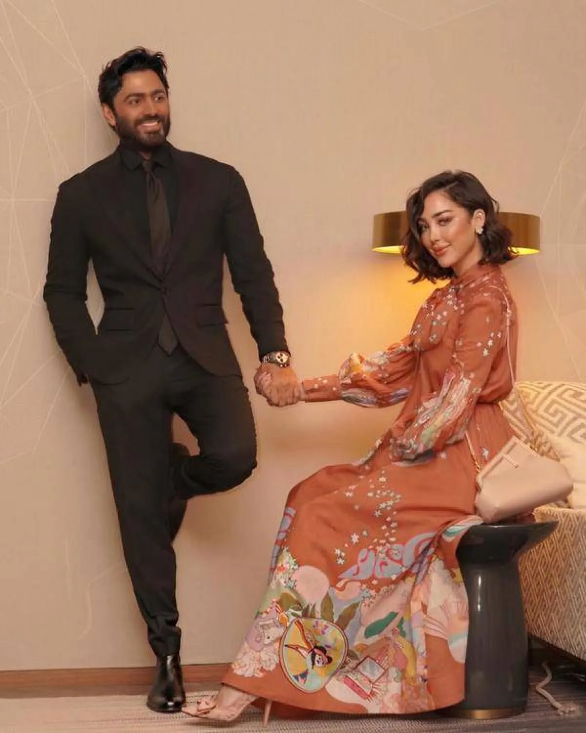 بسمة بوسيل وتامر حسني - الصورة من حسابه على انستغرام