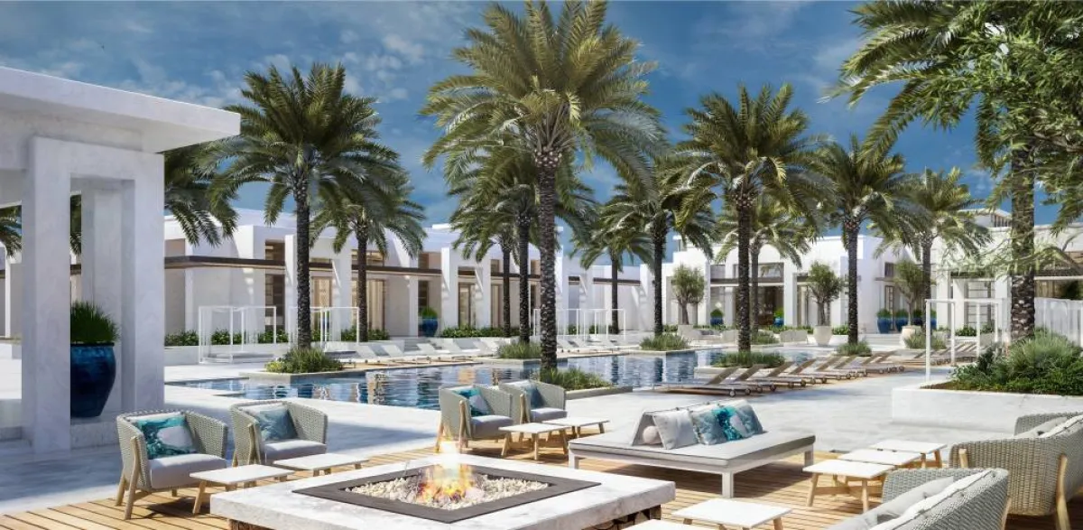 جلسة خارجیّة واقعة بجوار المسبح،