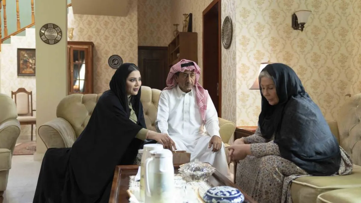 ليلى سلمان، ناصر القصبي وأمينة العلي في مسلسل العاصوف 3 - الصورة من المسؤول الإعلامي لمجموعة الـmbc