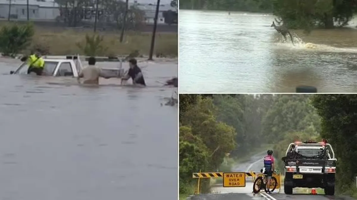 أسترالية تلد وسط مياه الفيضانات