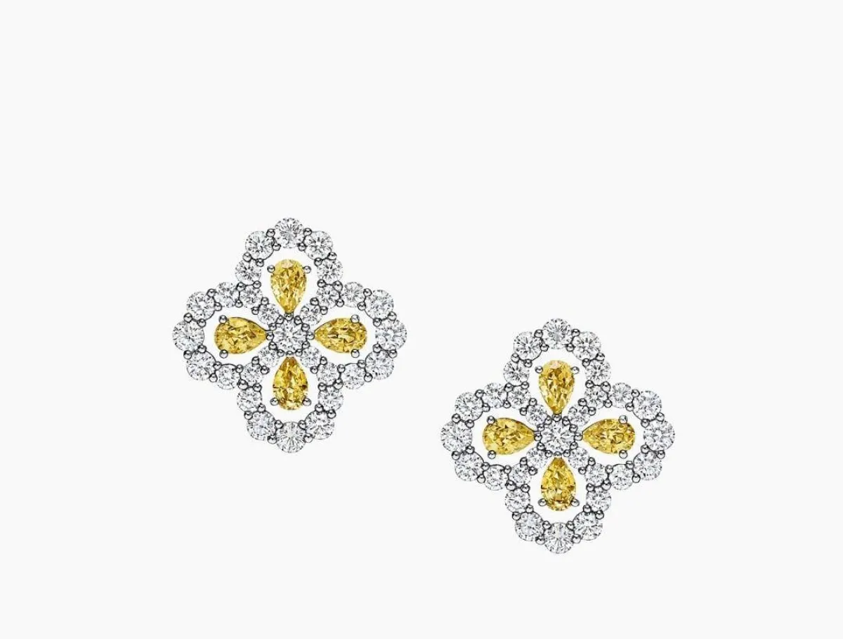 أقراط بالماس الأصفر من هاري وينستون Harry Winston  