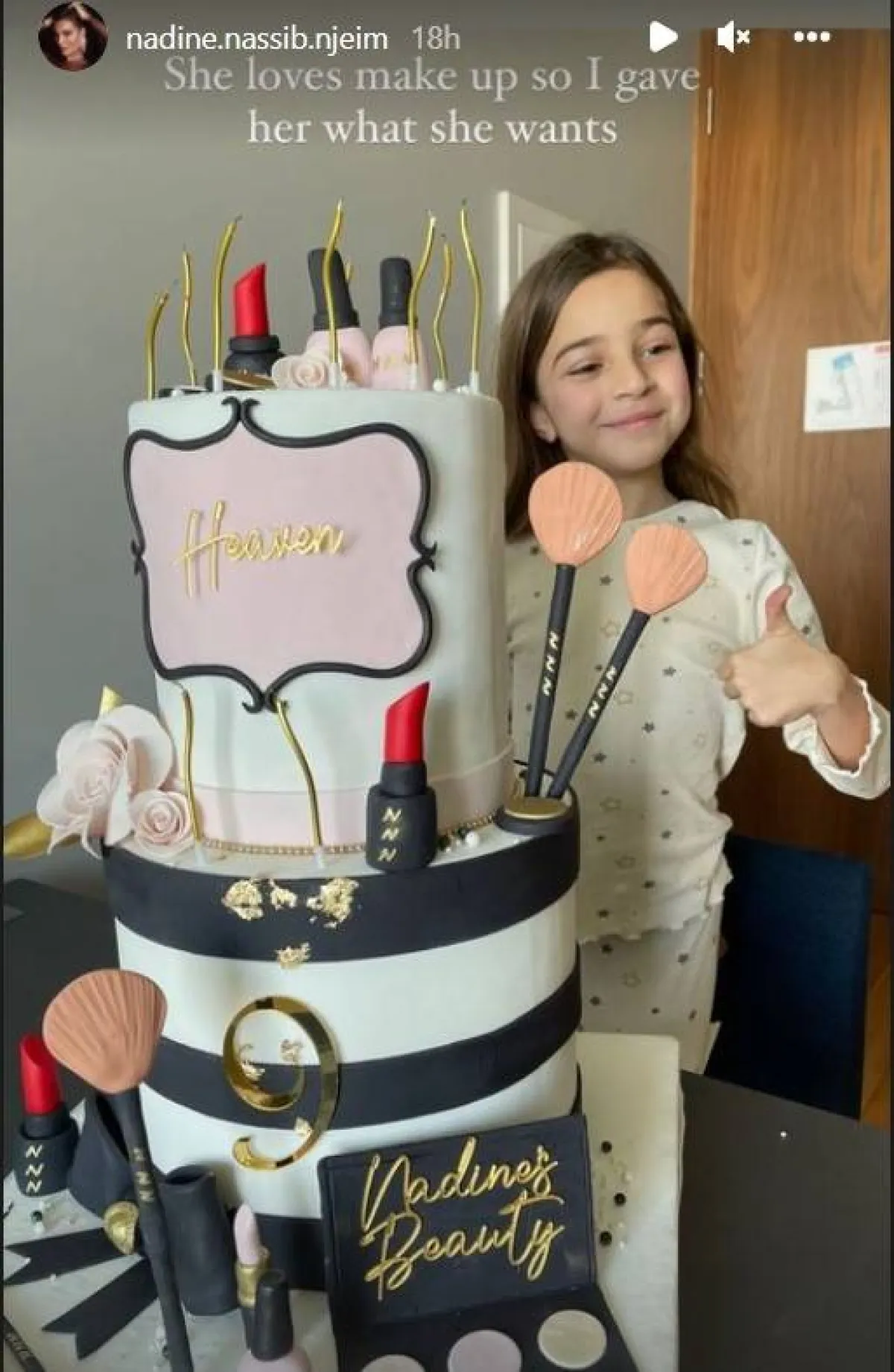هافين ابنة نادين نجيم- الصورة من ستوري حساب نادين نجيم على انستغرام