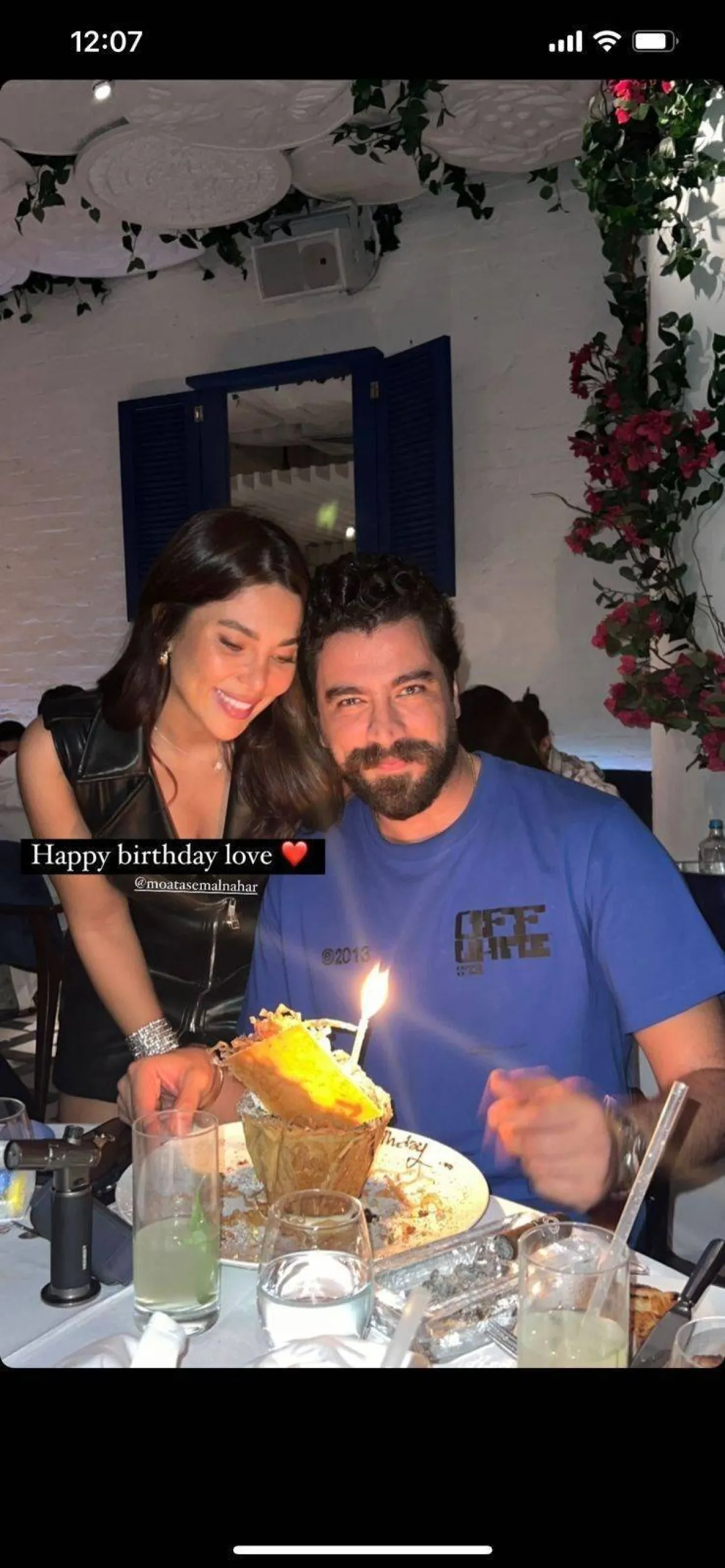 لين تحتفل بيوم ميلاد معتصم - الصورة من ستوري حساب لين على انستغرام