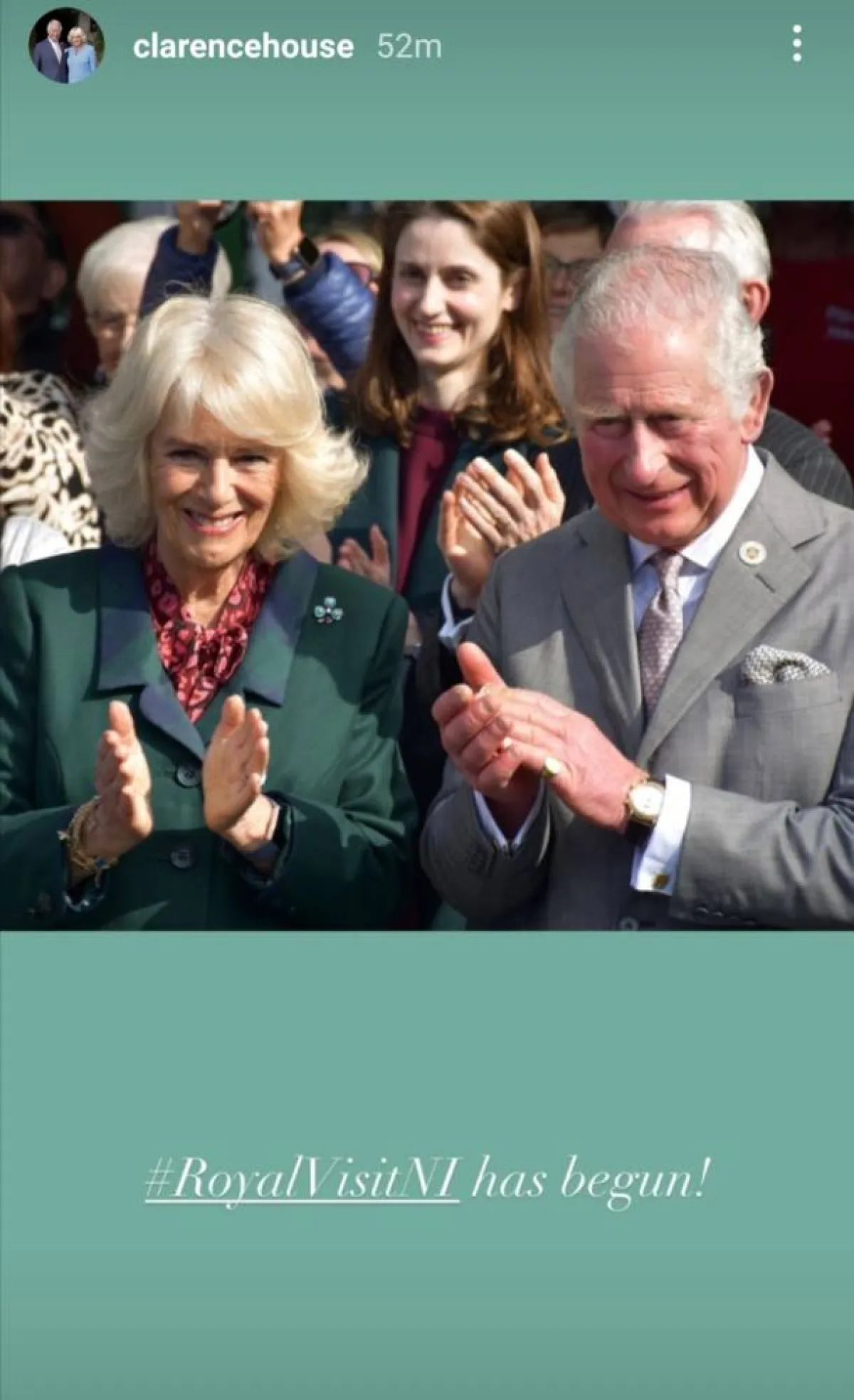 بداية زيارة الأمير تشارلز ودوقة كورنوال لأيرلندا الشمالية- الصورة من قصص إنستغرام Clarence House