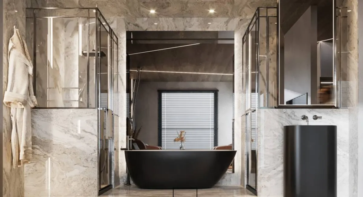 حوض الاستحمام يُثبّت على الأرض (لا يعمّر) 