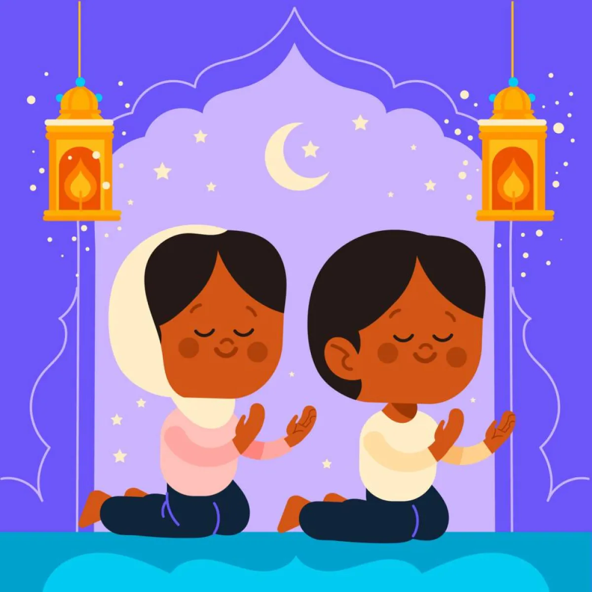 صورة لطفلين يتعبدان