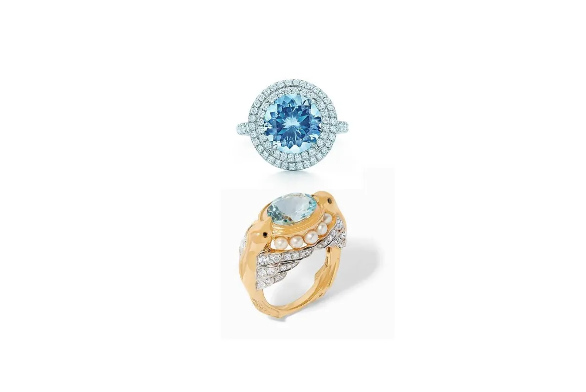 خواتم مرصعة بأحجار بلون البحر لإطلالة ناعمة في 2022