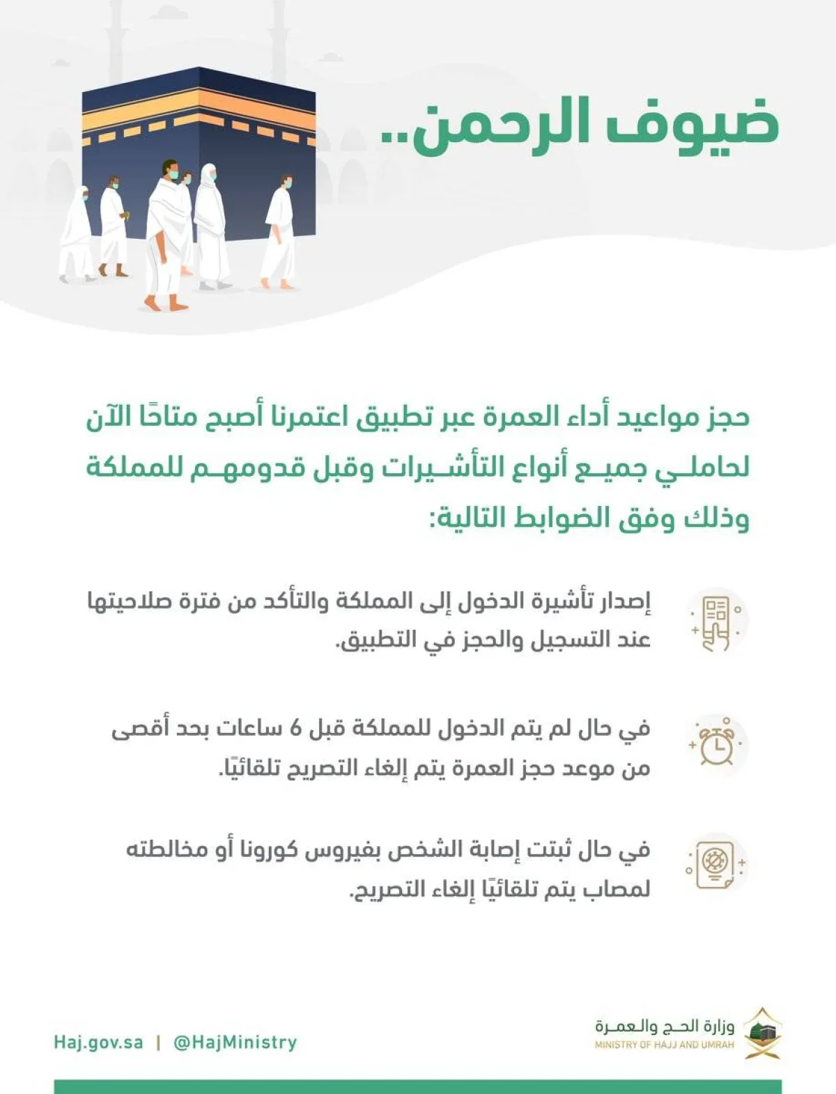 ضوابط استخراج تصاريح العمرة من تطبيق اعتمرنا