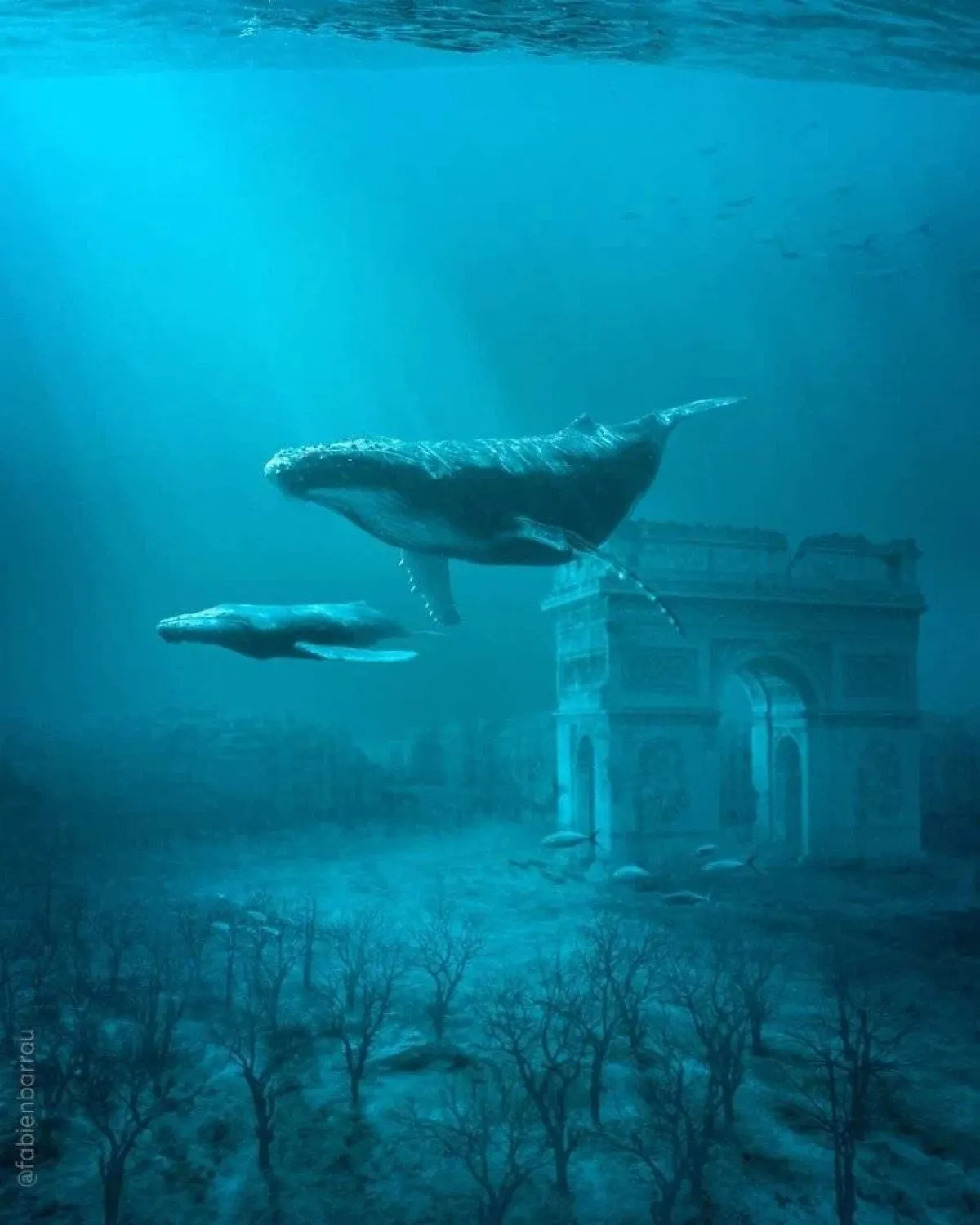 صورة قوس النصر غارقا في المياه