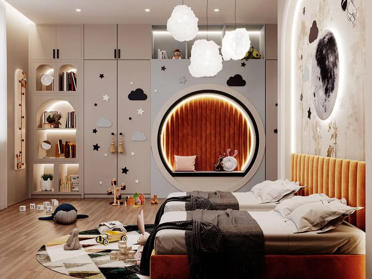 البرتقالي لون محبب في غرف نوم الأطفال