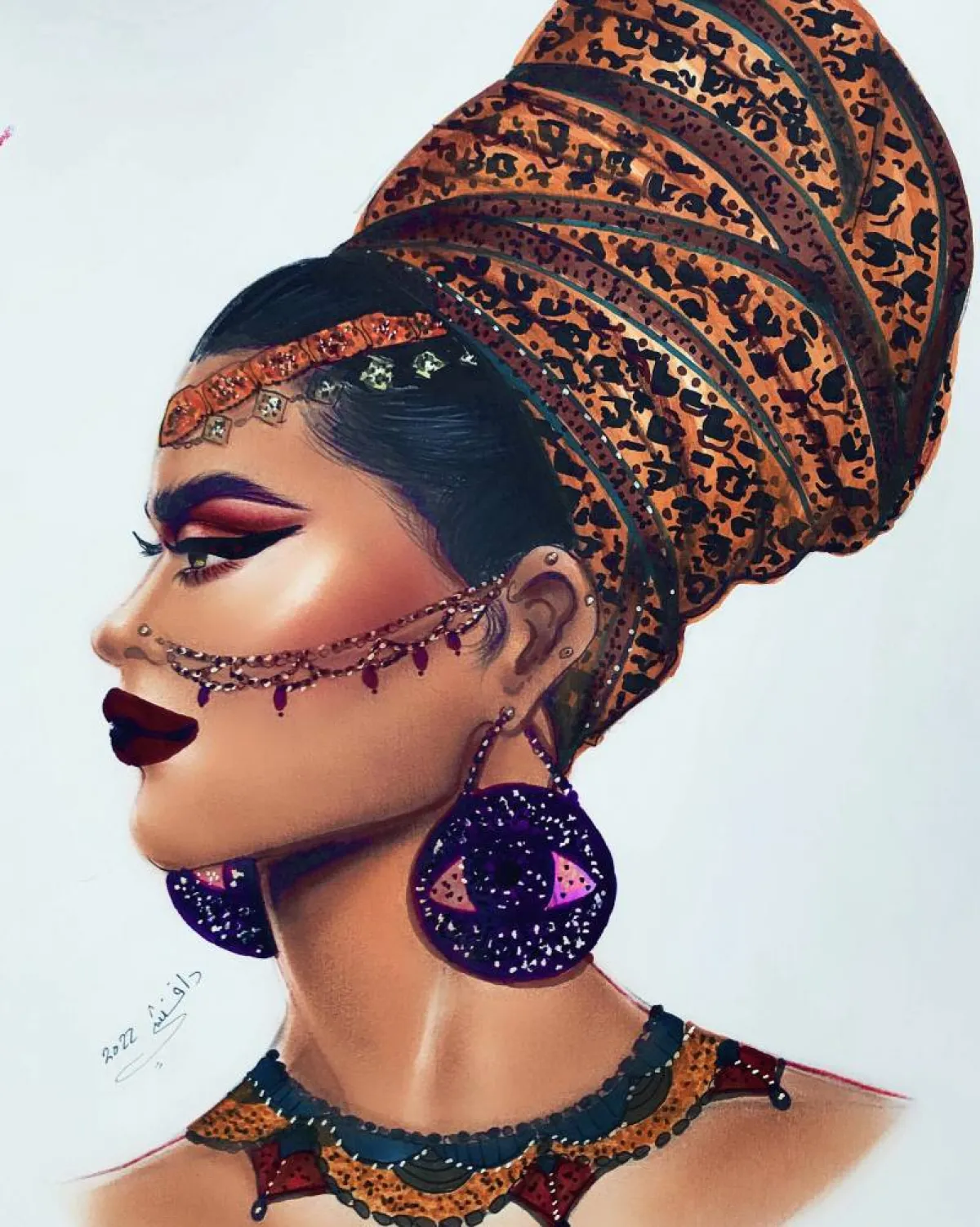 لوحة الأم الافريقية للفنان محمد دافنشي