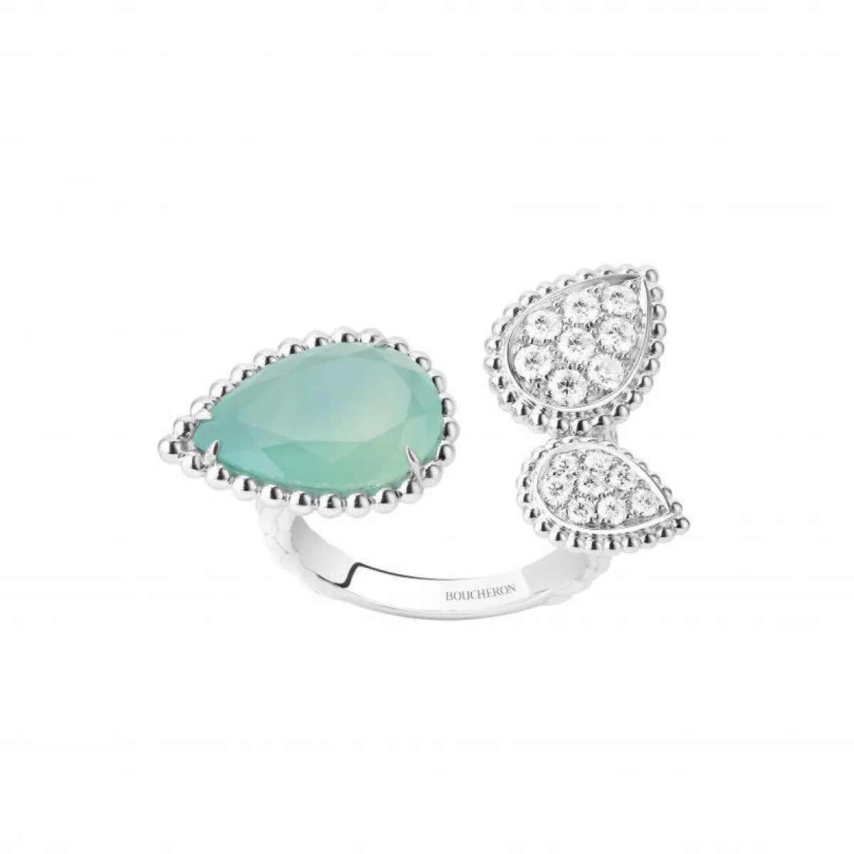 خاتم ذهب أبيض مرصع بالأكوابراز من بوشرون Boucheron