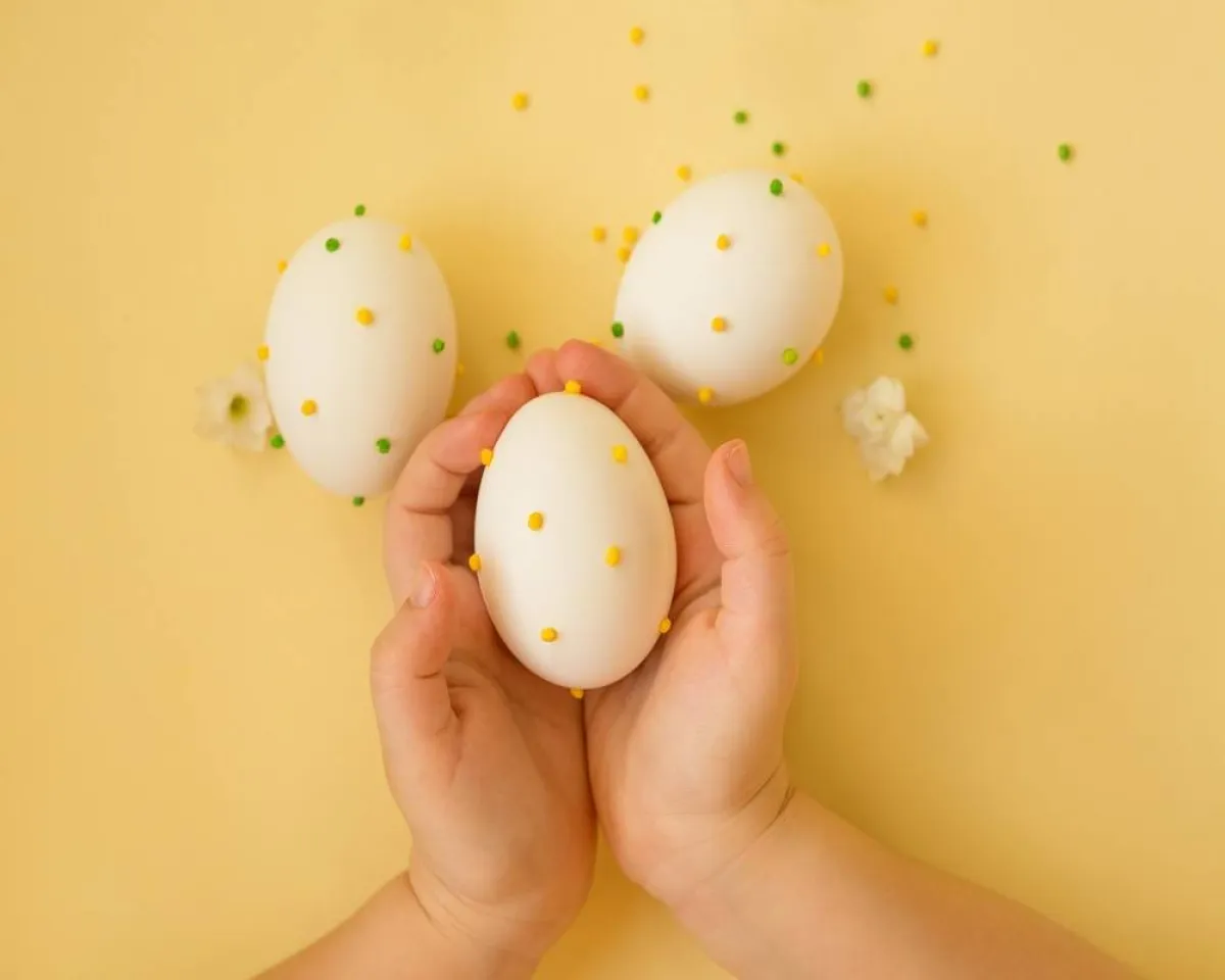 صورة لطفل يمسك بيضة