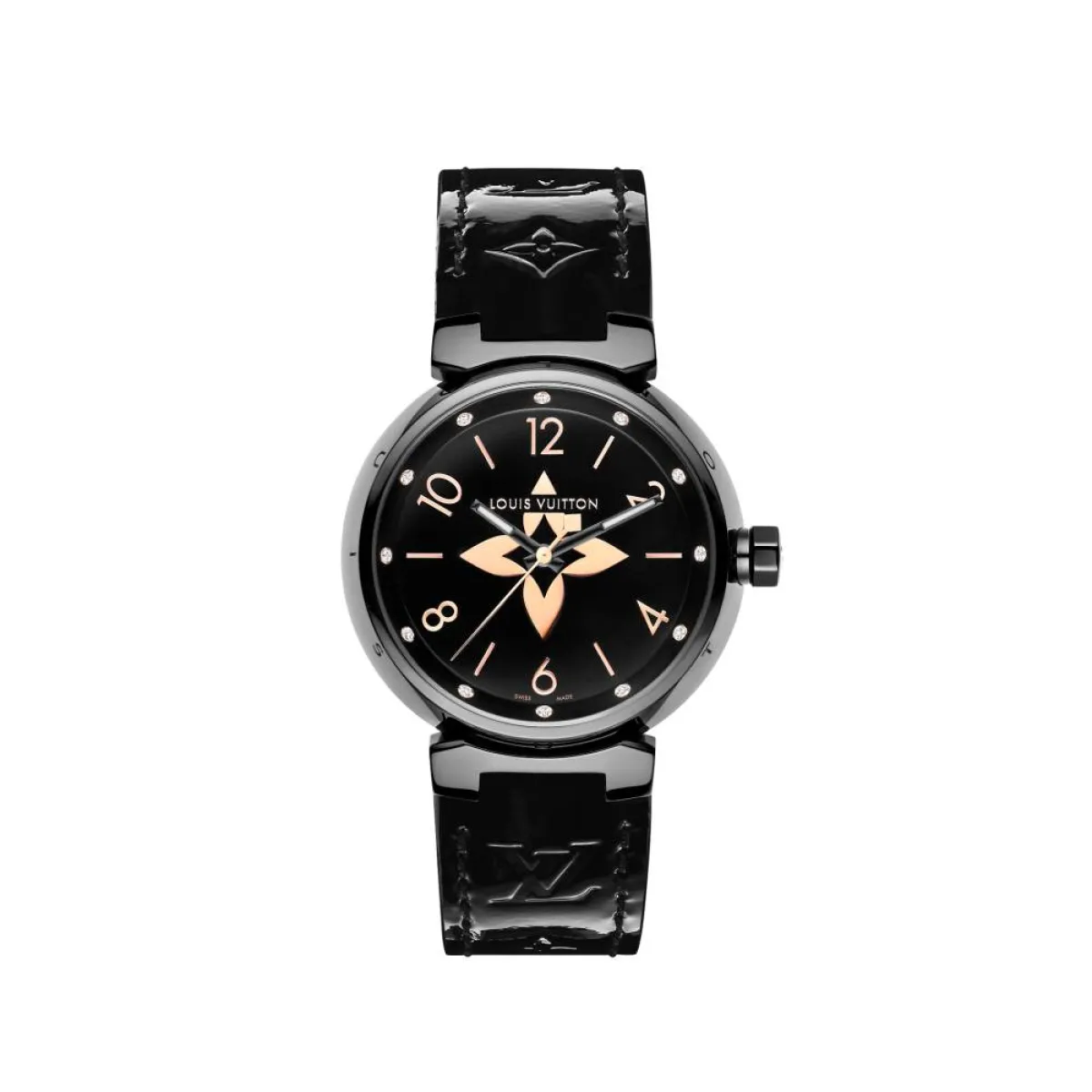 ساعة بميناء أسود من لويس فيتون Louis Vuitton