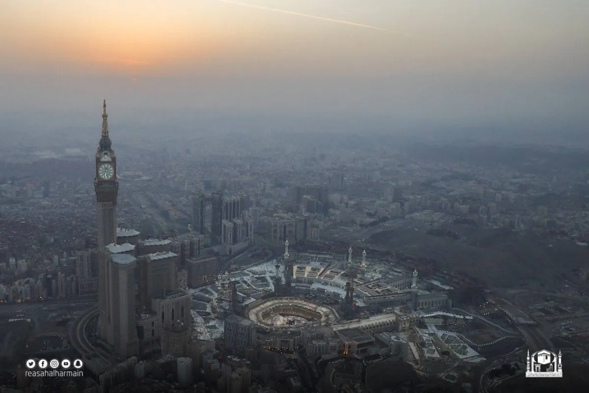 مجموعة من الصور الملتقطة من ارتفاع 1000 متر للمسجد الحرام