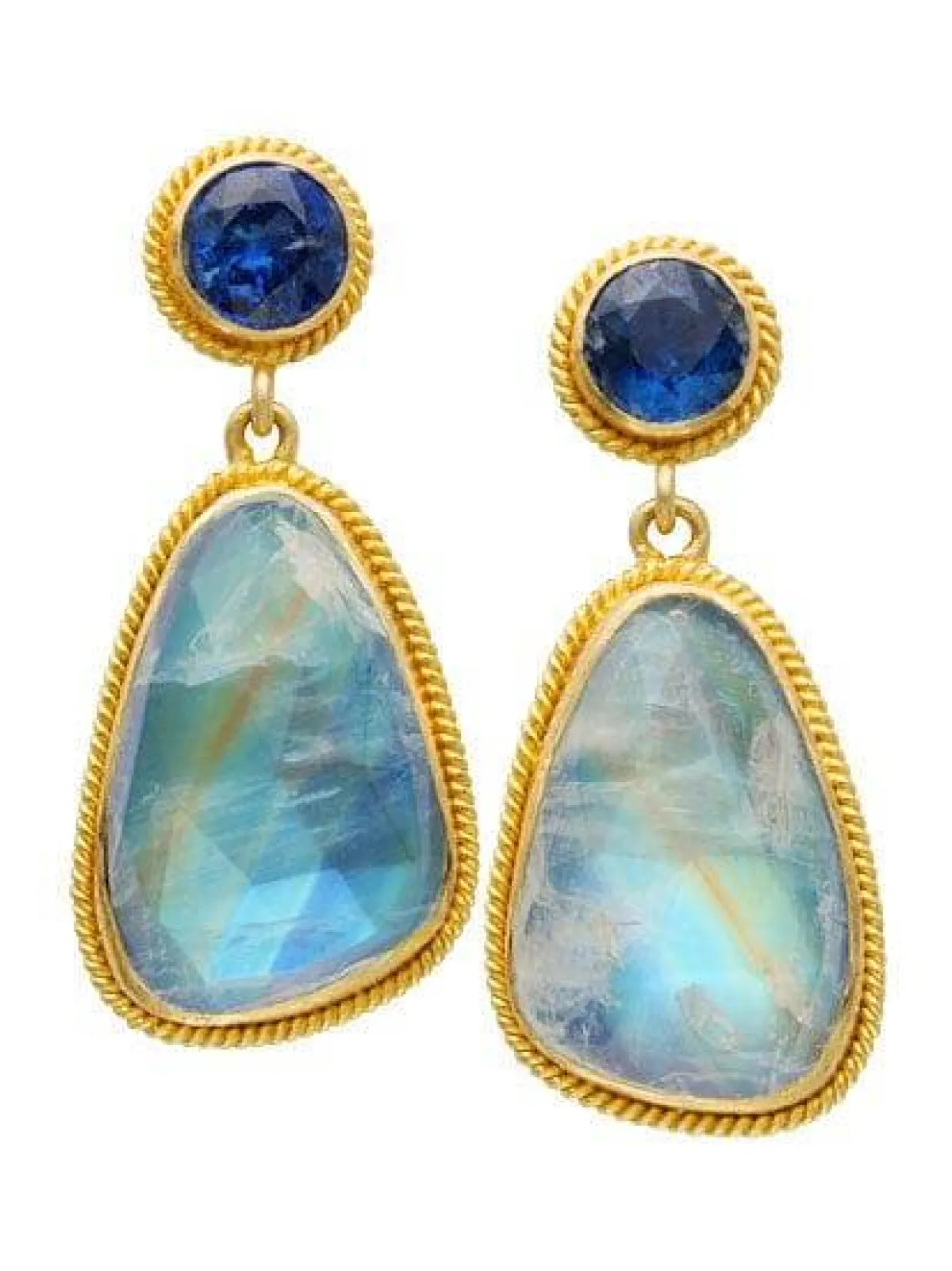 أقراط بحجر القمر الأزرق من Palladium