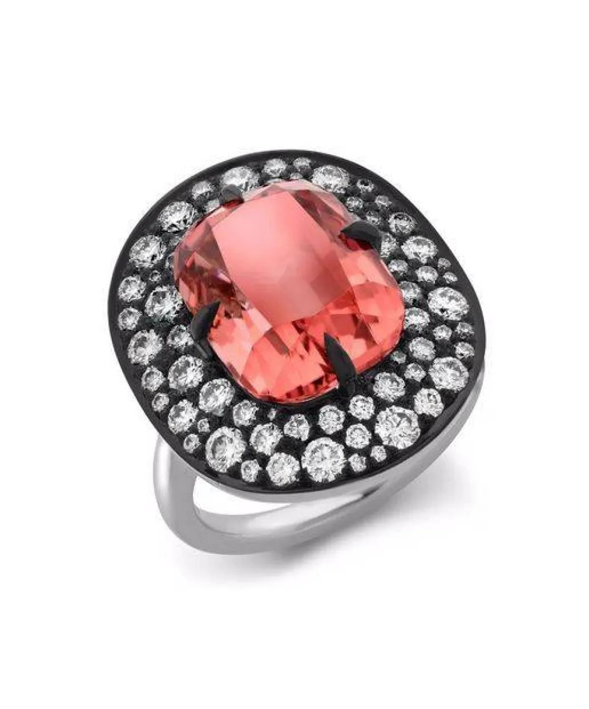 خاتم مرصع بحجر التورمالين البطيخي من براجنيل Pragnell