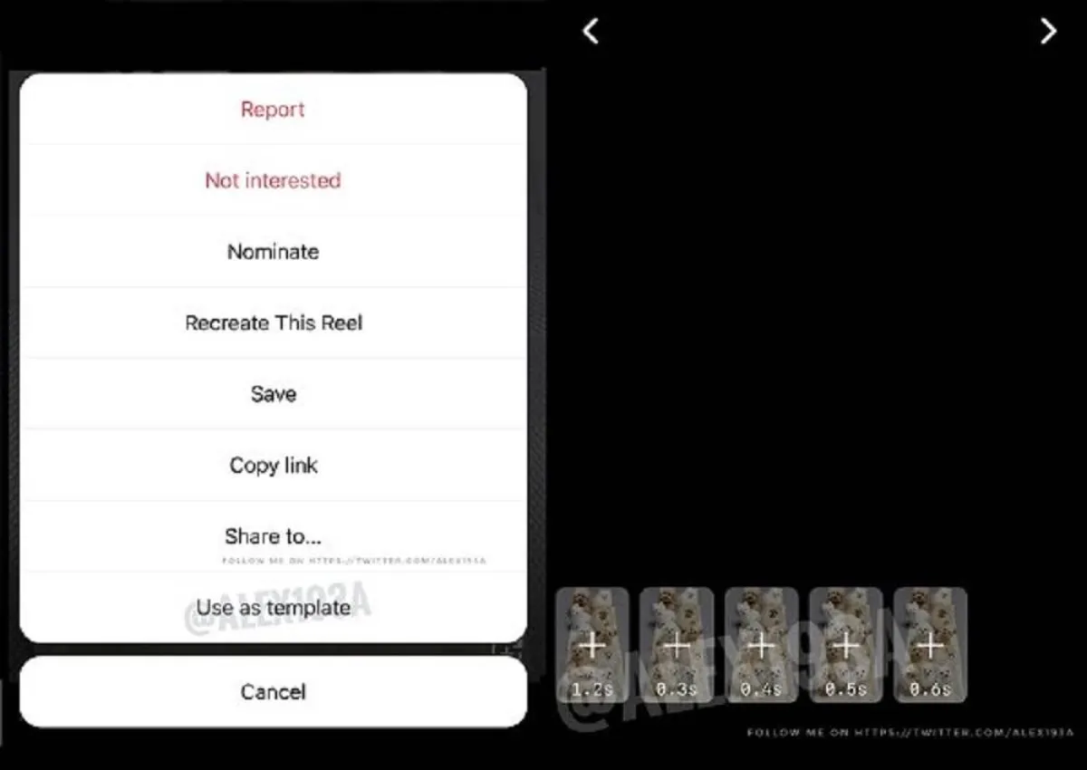 صورة استخدام قوالب مقاطع الريلز