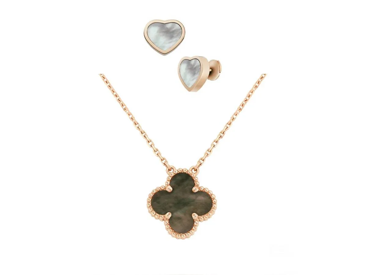 موديلات مجوهرات مرصعة بعرق اللؤلؤ الرمادي