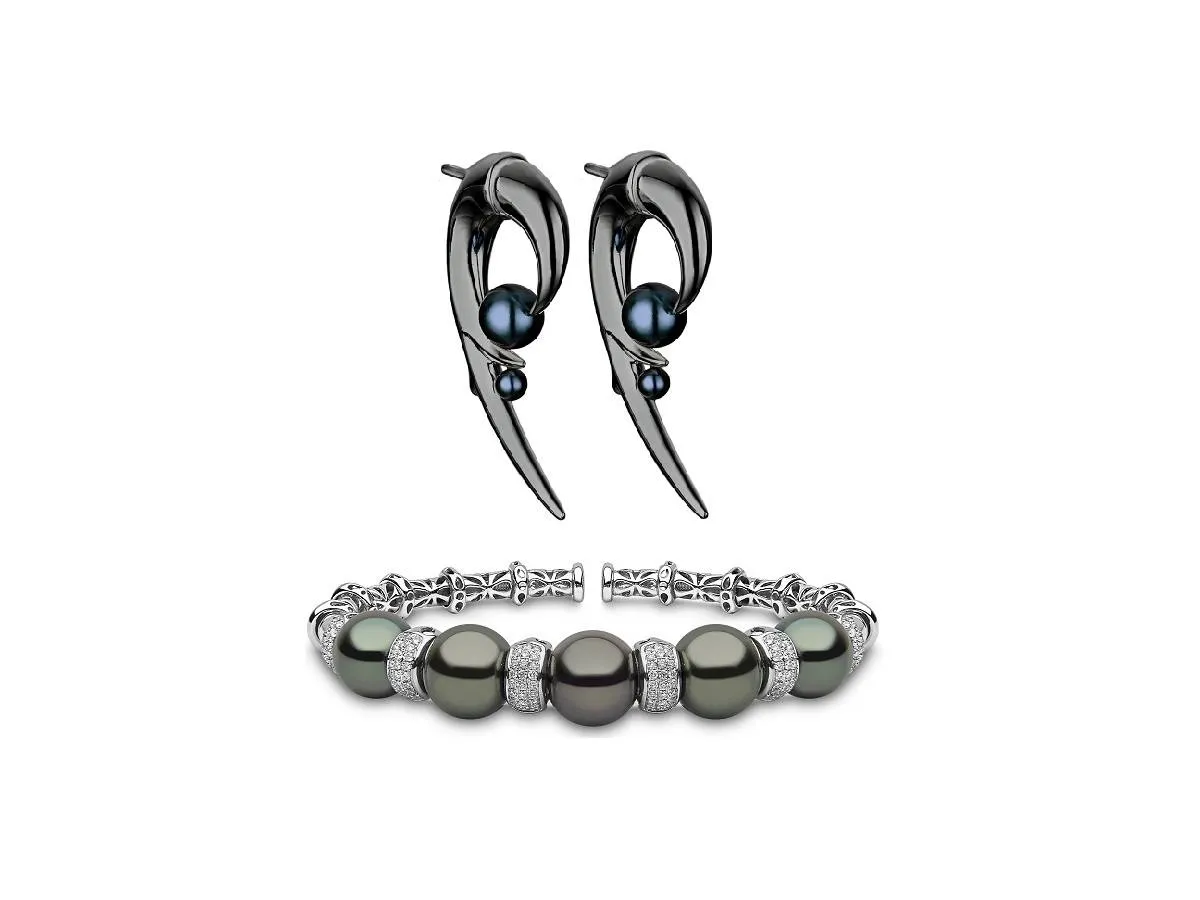 أساور مُزينة باللؤلؤ الأسود 2022 لإطلالة فخمة في العيد