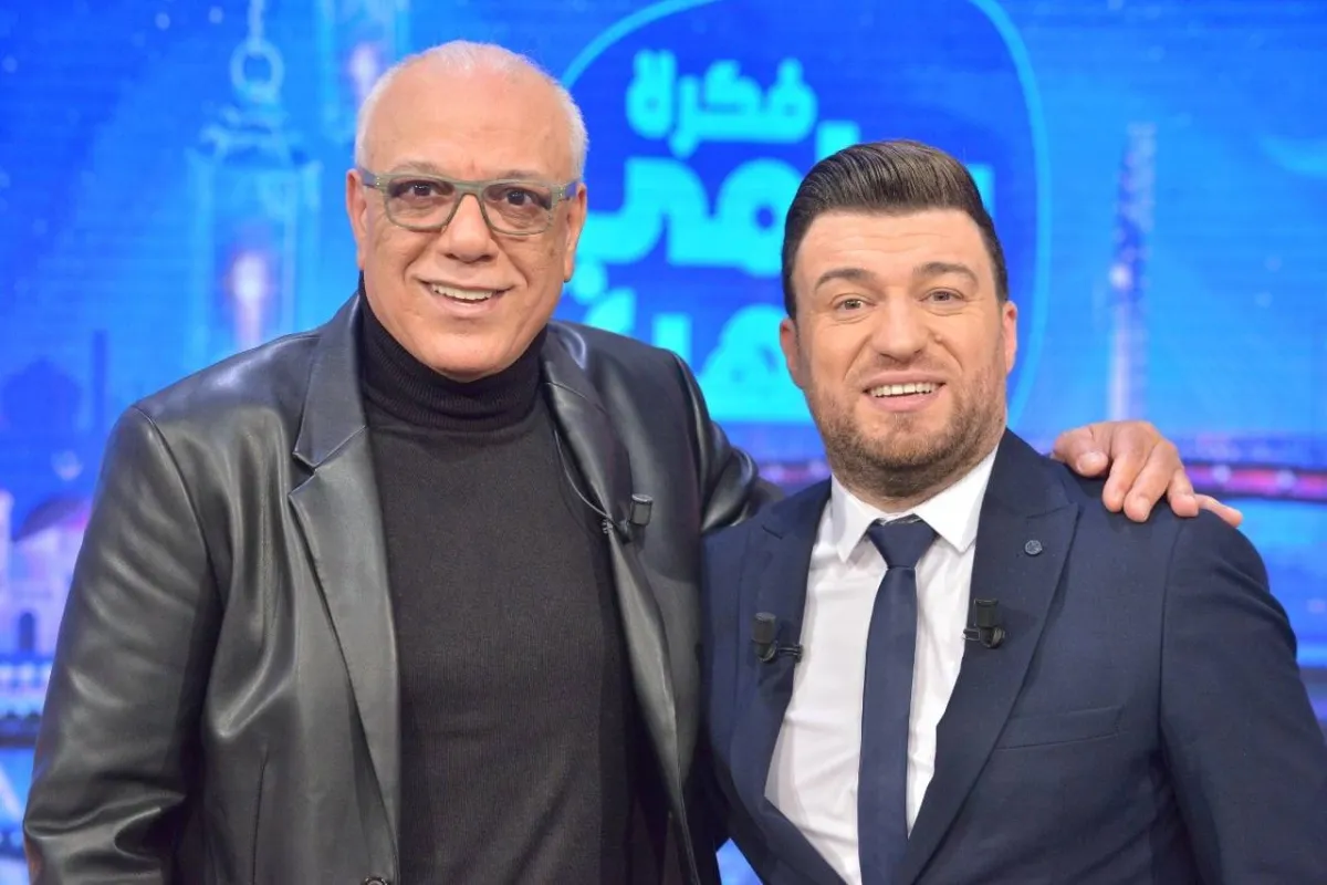 فتحي الهداوي مع الإعلامي الهادي زعيم في اللقاء التلفزيوني الأخير- الصورة من حساب الممثل الهداوي على الفيس بوك