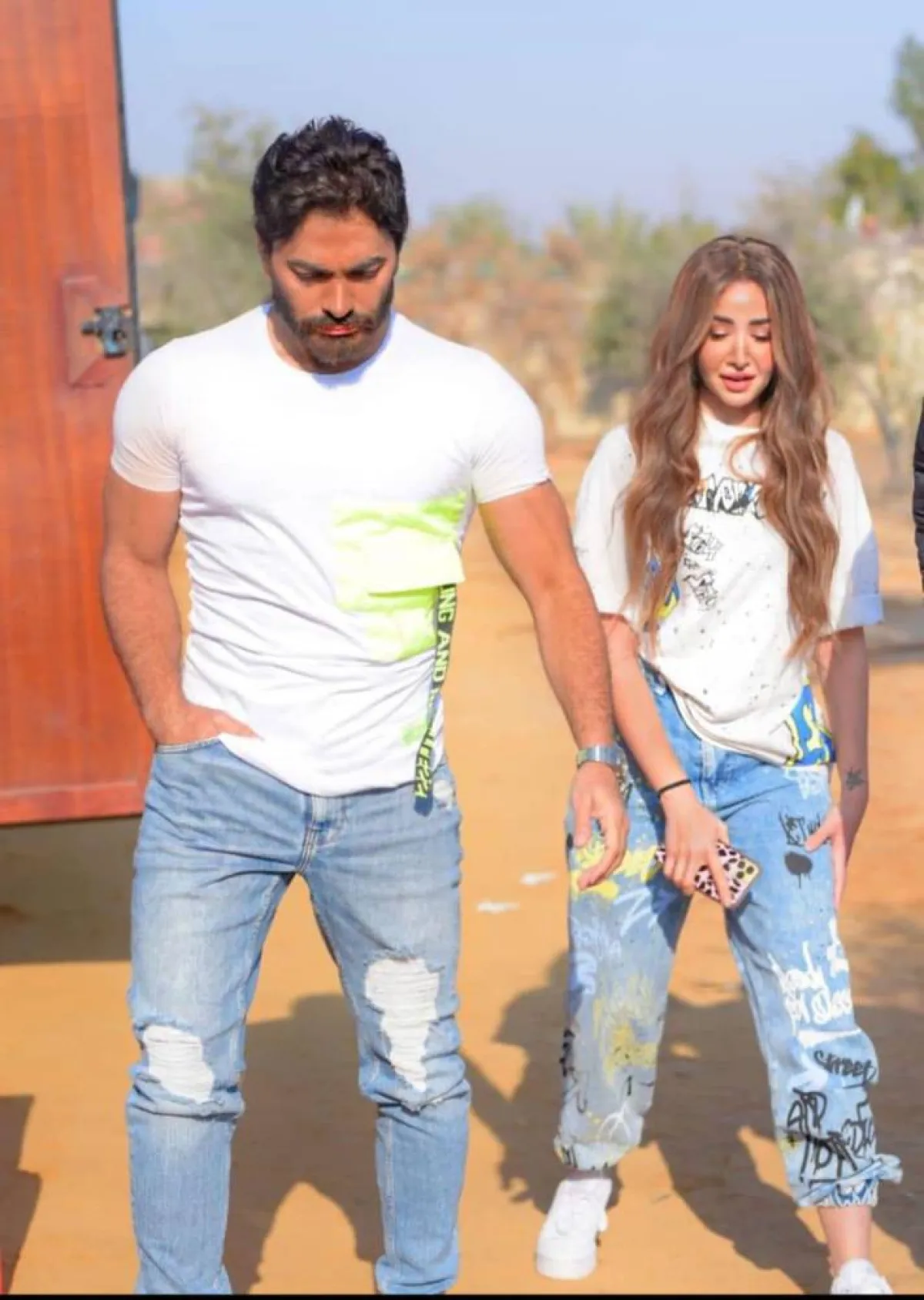 تامر حسني وهنا الزاهد - من كواليس فيلم بحبك من حسابه على فيسبوك