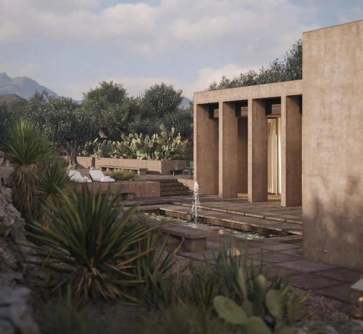 لقطة من زاوية مختلفة لواجهة فيلّا شمس