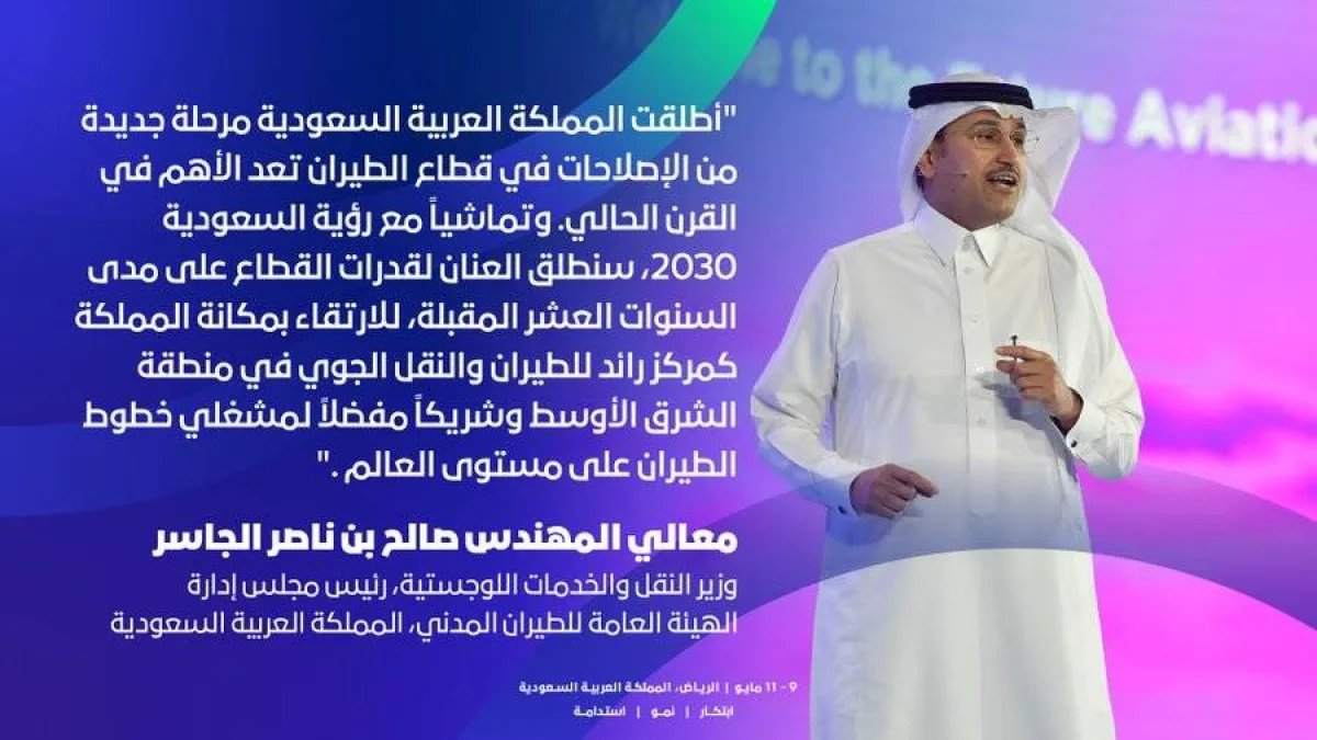 كلمة وزير النقل في مؤتمر مستقبل الطيران - الصورة من حساب مؤتمر مستقبل الطيران على تويتر