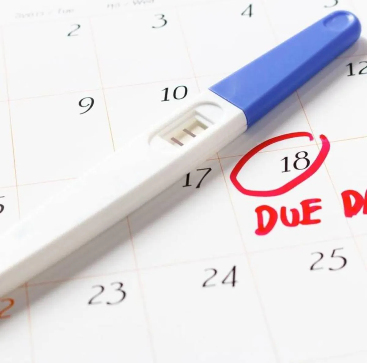 صورة لاختبار حمل في أيام ما بعد الدورة